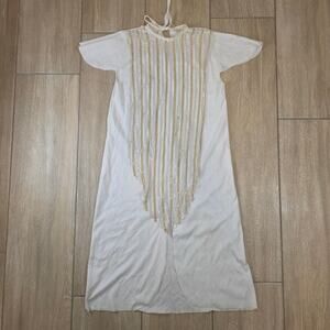 Vintage Rubie’s Angel Costume White Gold Sequin Dress Child Medium USA Made 70s